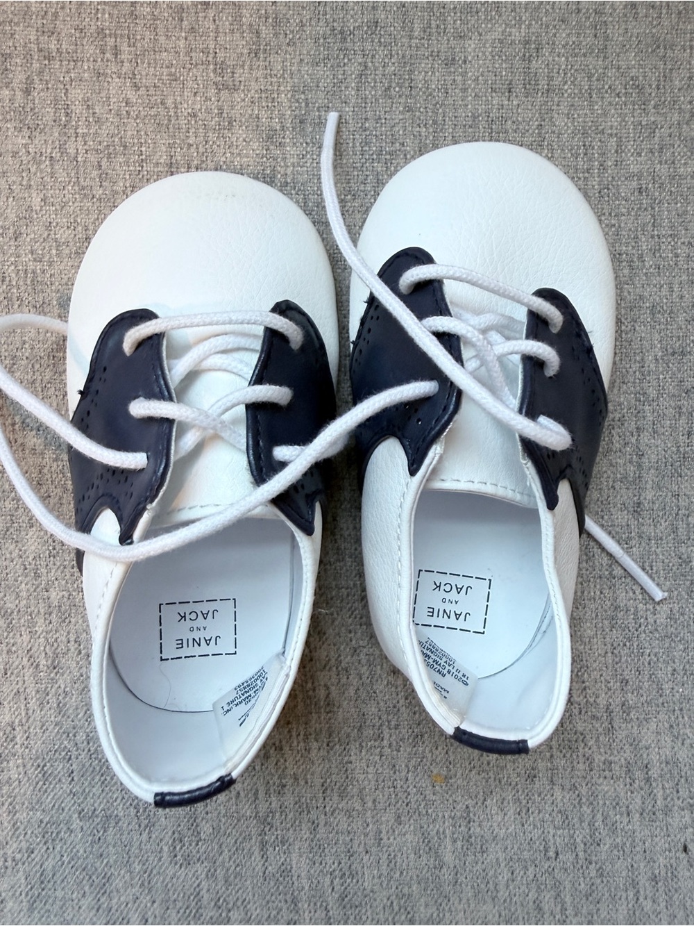 Janie & Jack Infant Saddle Crib Shoes 12-18M Navy White Country Club Preppy Baby